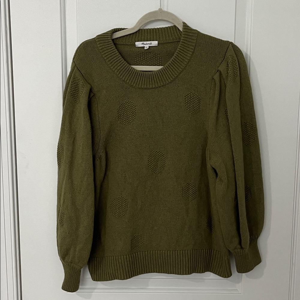 Madewell Olive Textured Crew Neck Sweater